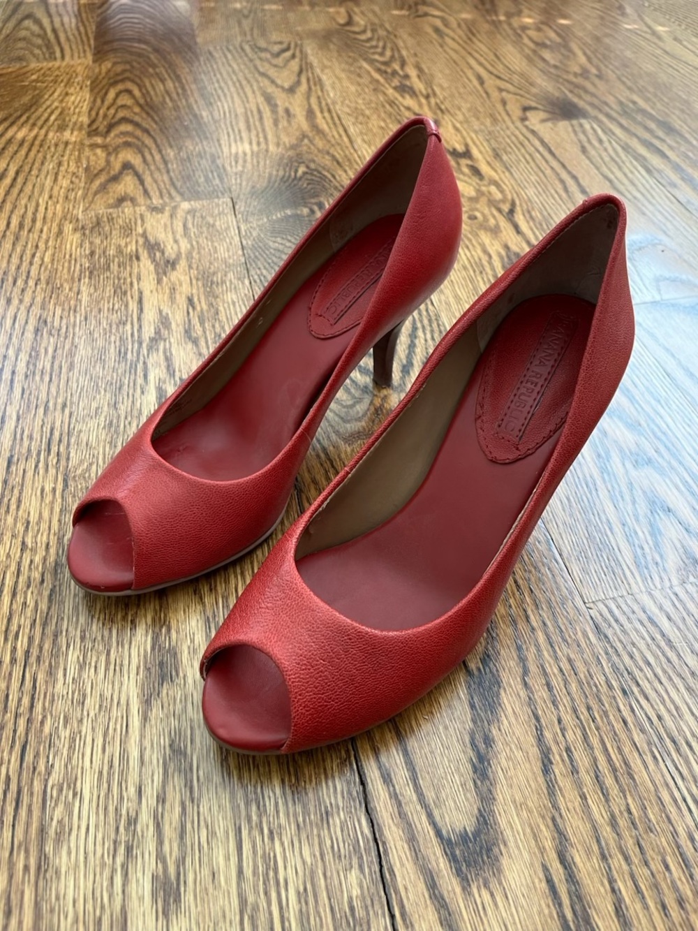 Banana Republic Red Peep-Toe Leather Heels